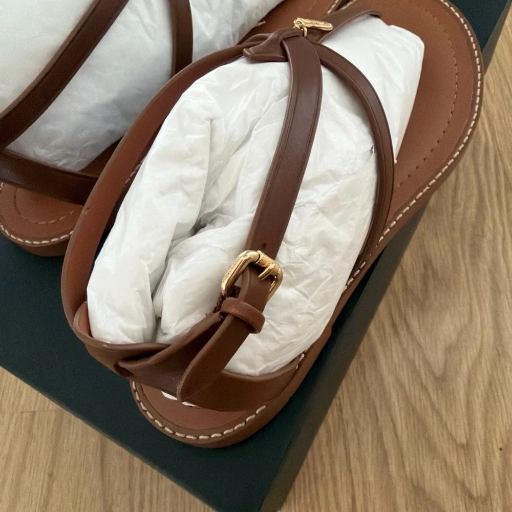 Coach Lydia Leather Sandal in Saddle (Brown) size 9.5 B women new